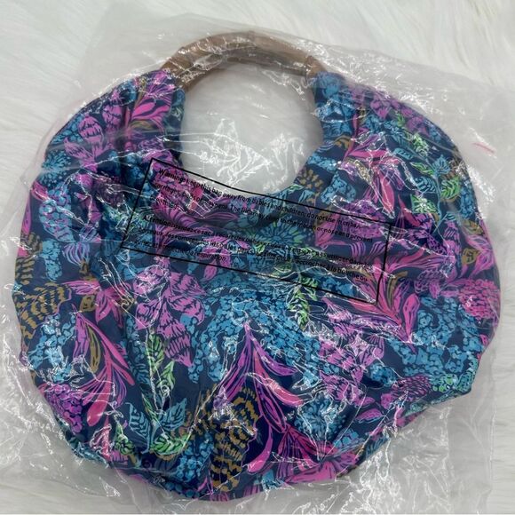 🌸Host Pick🌸 Lilly Pulitzer Bamboo Handle Handbag Aegean Navy Calypso Coast - Picture 6 of 7